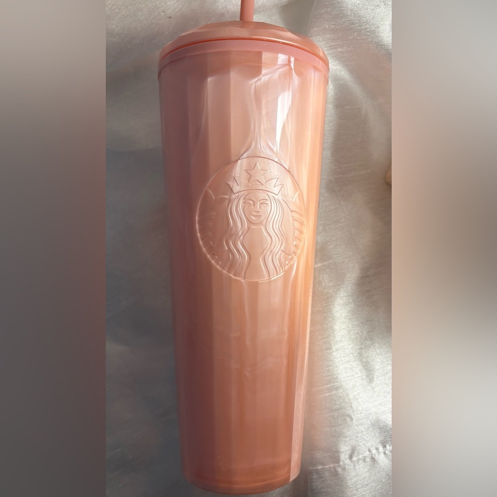 Starbucks Peach Tumbler with Straw - NEW